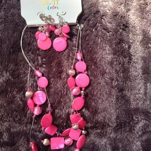 Mix It Color Earring & Necklace Set New with (pen writing on label)